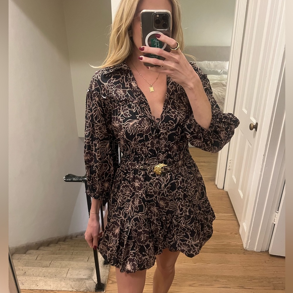 NICHOLAS black and brown dress with belt